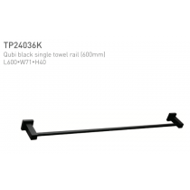 ECT Qubi Black Single Towel Rail (600mm)